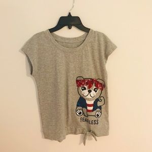 Justice Grey Dog Flip Sequin Shirt